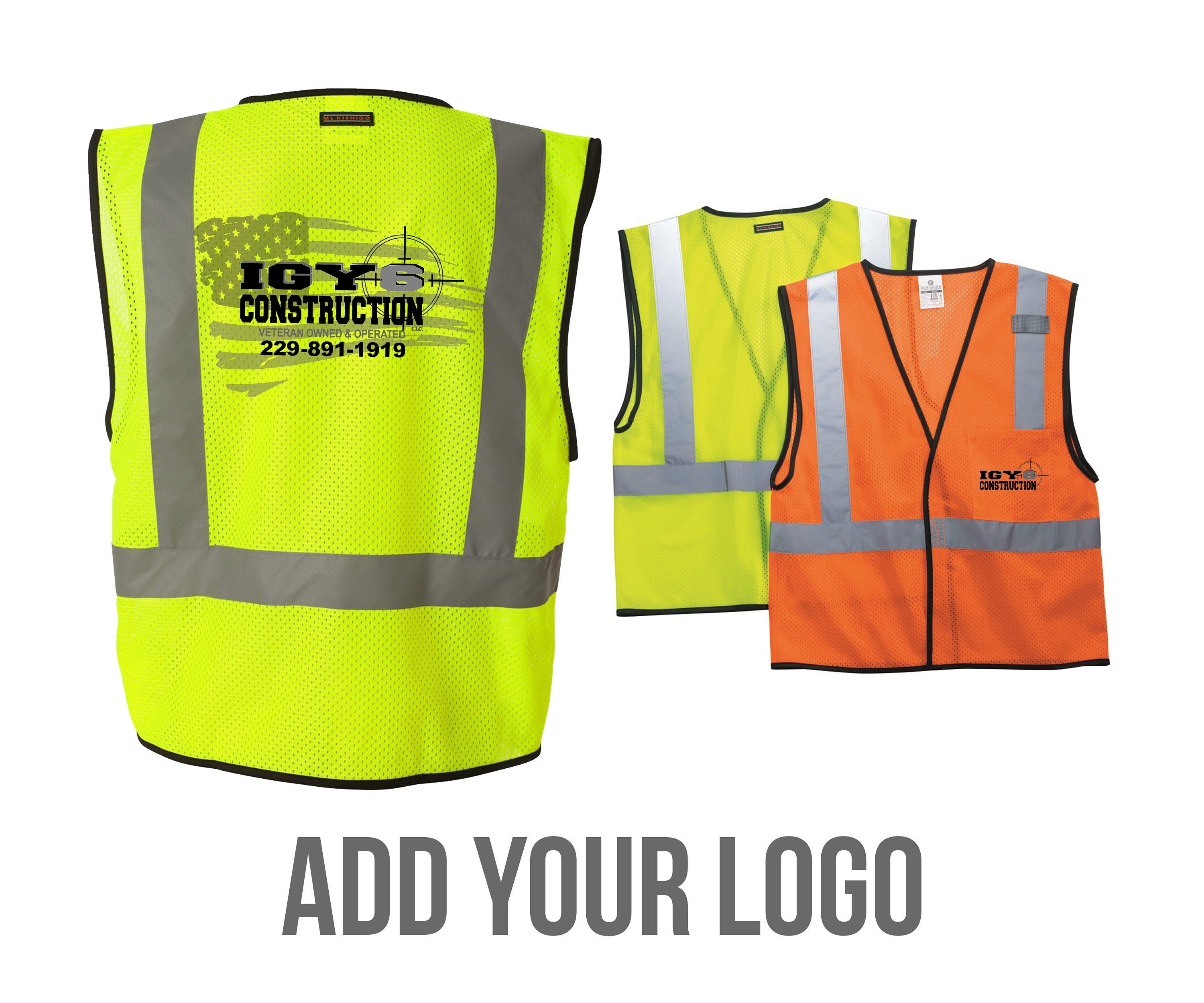 Custom Safety Vests with Logo - High Visibility Reflective Vests - Free Shipping